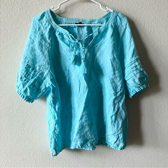 LOT of 2 Talbots Pastel Boho Coastal Preppy Linen Cottagecore Embroidered Tunic - Picture 9 of 14